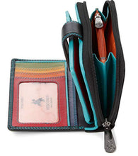 Carica l'immagine nel visualizzatore di Gallery, Visconti portafoglio di pelle da donna a piegatura Nero/Multi ( Black/ Multi) - Ilgrandebazar