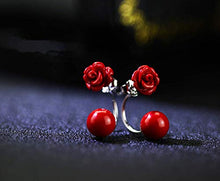 Carica l'immagine nel visualizzatore di Gallery, Orecchini Donna in Argento 925 con Rosa Rossi Perla - Il Regalo...