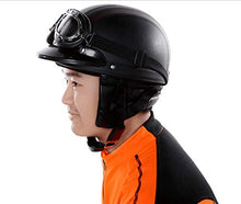 Carica l'immagine nel visualizzatore di Gallery, KKmoon Casco per Moto, Motociclo Aperto in Mezza Pelle, Nero - Ilgrandebazar