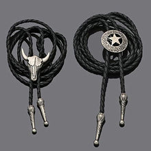 Carica l'immagine nel visualizzatore di Gallery, Milacolato 2Pcs Cravatta in Pelle Cranio Teschio Texas Ranger... - Ilgrandebazar