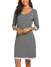 Carica l'immagine nel visualizzatore di Gallery, MAXMODA Pigiama Camicia da Notte Premaman maternità Allattamento XL, Grigio - Ilgrandebazar