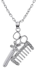 Carica l'immagine nel visualizzatore di Gallery, Elegante collana con ciondolo a forma di forbici e pettine, per uomini e... - Ilgrandebazar