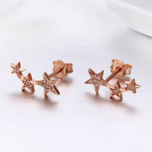 Carica l'immagine nel visualizzatore di Gallery, Orecchini in argento sterling 925, Oro rosa Stile delle stelle Rose