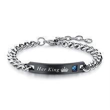 Carica l'immagine nel visualizzatore di Gallery, Keybella Coppia Bracciali Braccialetto Lui &amp; Lei, His Kingqueen-nerogold - Ilgrandebazar