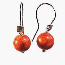 Carica l'immagine nel visualizzatore di Gallery, Orecchini Pendenti in Argento 925 con Corallo Rosso 10mm