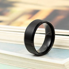 Carica l'immagine nel visualizzatore di Gallery, Flongo 8mm Anello Acciaio Inossidabile Lucidato, Uomo Rotondo Nero - Ilgrandebazar