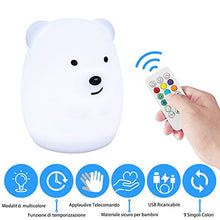 Carica l'immagine nel visualizzatore di Gallery, Luce Notturna Bambini in Silicone Morbido Safe Lampada da Comodino 9 Colori... - Ilgrandebazar