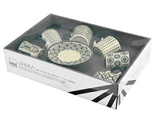 Carica l'immagine nel visualizzatore di Gallery, H&amp;H Vhera Set 6 Tazzine Caffè con Piattino, Stoneware, Bianco/Nero, 90 ml - Ilgrandebazar