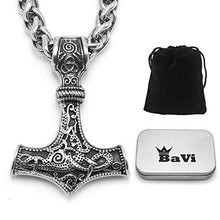 Carica l'immagine nel visualizzatore di Gallery, BaviPower - Collana con ciondolo a forma di martello Thor, Mjolnir, in... - Ilgrandebazar