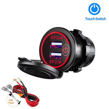 Carica l'immagine nel visualizzatore di Gallery, Thlevel Caricabatteria Auto USB Presa per 2 Porte 5v 4.2a Rosso