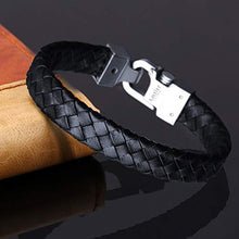 Carica l'immagine nel visualizzatore di Gallery, Amtier Bracciale Uomo in Pelle intrecciato Bracciali Regolabile con Nero - Ilgrandebazar