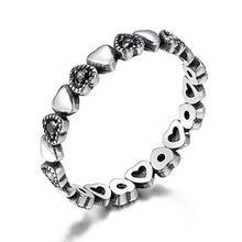 Carica l'immagine nel visualizzatore di Gallery, Anello a forma di cuore in argento Sterling 925 con zirconia cubica nera... - Ilgrandebazar