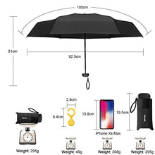 Carica l'immagine nel visualizzatore di Gallery, Vicloon Mini Ombrello Portatile Pieghevoli, Leggero Compatto Antivento Nero