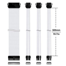Carica l'immagine nel visualizzatore di Gallery, EZDIY-FAB Kit Cavo di Prolunga PCI-E 24Pin / 500mm/19.68in, Weiss- with combs - Ilgrandebazar