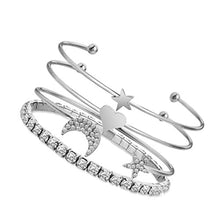 Carica l'immagine nel visualizzatore di Gallery, OULII Bracciali Donna Con Strass Stella Luna Cuore In Argento Per - Ilgrandebazar