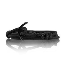 Carica l'immagine nel visualizzatore di Gallery, Vikings, set di 2 bracciali in nylon con ancora acciaio inox, Bianco Nero - Ilgrandebazar