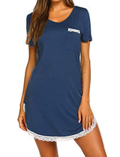 Carica l'immagine nel visualizzatore di Gallery, MAXMODA Camicie da Notte Donna Comodo Semplice Pigiami Camici S, Blu - Ilgrandebazar
