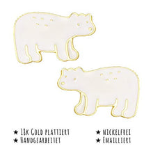 Carica l'immagine nel visualizzatore di Gallery, Monkimau Orecchini da ragazza a forma di orso polare in ottone placcato oro...