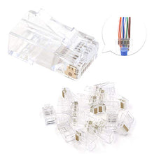 Carica l'immagine nel visualizzatore di Gallery, VCE 50 Pezzi Connettori Ethernet RJ45 Passante Cat6 Lan Plug 50P