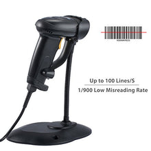 Carica l'immagine nel visualizzatore di Gallery, Neoteck Barcode Scanner USB Lettore Codice a Barre Automatico con Lungo Nero