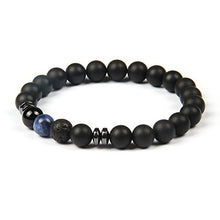 Carica l'immagine nel visualizzatore di Gallery, GOOD.designs ® Bracciale con perle di lava nera o onice (per uomo e Blu - Ilgrandebazar
