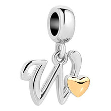 Carica l'immagine nel visualizzatore di Gallery, Uniqueen - Ciondolo per braccialetti a forma di lettera (A-Z) con cuoricino... - Ilgrandebazar
