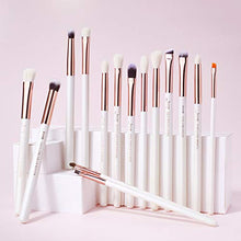 Carica l'immagine nel visualizzatore di Gallery, Jessup 15Pz Bianco perla/Oro rosa Set di pennelli per trucco professionale...