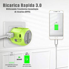 Carica l'immagine nel visualizzatore di Gallery, Milool Adattatore Universale da Viaggio con QC3.0 Quick Charge 2 Porte Verde