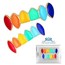 Carica l'immagine nel visualizzatore di Gallery, "Rainbow Grillz with Fangs for Mouth Top Bottom Hip Hop Teeth Grills for... - Ilgrandebazar
