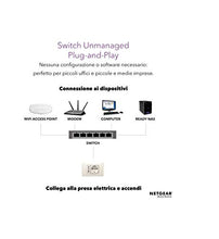 Carica l'immagine nel visualizzatore di Gallery, Netgear GS305 Switch Ethernet 5 porte, Gigabit desktop, hub ethernet...