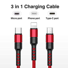Carica l'immagine nel visualizzatore di Gallery, RAVIAD Multi Cavo di Ricarica, 3 in 1 USB Micro Tipo C Rosso
