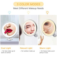 Carica l'immagine nel visualizzatore di Gallery, Bestope - Specchio da Trucco con ingrandimento 10x, Illuminato in 3 modalità...