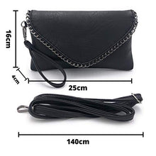 Carica l'immagine nel visualizzatore di Gallery, ELIOX - Pochette Donna Elegante con Catena e Tracolla in Morbida Pelle Nero