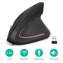 Carica l'immagine nel visualizzatore di Gallery, GHB Mouse Verticale Wireless Ergonomico Ricaricabile 6-Tasti Nero