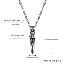 Carica l'immagine nel visualizzatore di Gallery, PROSTEEL Halloween Collana Pendente Cindolo Gotico Scheletro 1. Argento - Ilgrandebazar