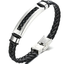 Carica l'immagine nel visualizzatore di Gallery, Jstyle Gioielli Bracciali Cuoio del'acciaio Inossidabile da Uomo Lunghezza... - Ilgrandebazar