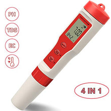 Carica l'immagine nel visualizzatore di Gallery, PH Meter digitale con ATC,4 in 1 TDS EC Temp - 0,01 Risoluzione 0-14pH 02