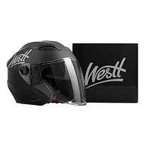 Carica l'immagine nel visualizzatore di Gallery, Westt Jet · Casco Moto Nero Opaco Doppia Visiera M (57-58cm), - Ilgrandebazar