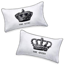 Carica l'immagine nel visualizzatore di Gallery, Coppie di federe copricuscino con scritta “the king” e 74*48, Bianco - Ilgrandebazar