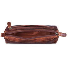 Carica l'immagine nel visualizzatore di Gallery, STILORD 'Jim' Astuccio portapenne in pelle con due cerniere Kara - Cognac