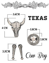 Carica l'immagine nel visualizzatore di Gallery, Milacolato 2Pcs Cravatta in Pelle Cranio Teschio Texas Ranger... - Ilgrandebazar