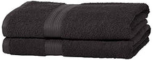 Carica l'immagine nel visualizzatore di Gallery, AmazonBasics - Set di 2 asciugamani da bagno che non sbiadiscono, colore Nero - Ilgrandebazar