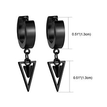 Carica l'immagine nel visualizzatore di Gallery, JewelryWe Orecchini da Uomo Donna a Cerchio con Pendente in Nero - Ilgrandebazar