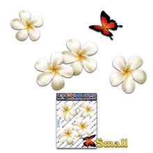Carica l'immagine nel visualizzatore di Gallery, Fiore frangipani plumeria bianca doppio + farfalla adesivi auto autoadesivi... - Ilgrandebazar