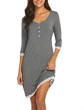 Carica l'immagine nel visualizzatore di Gallery, MAXMODA Pigiama Camicia da Notte Premaman maternità Allattamento XL, Grigio - Ilgrandebazar