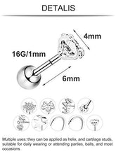Carica l'immagine nel visualizzatore di Gallery, 16G Acciaio Inossidabile Orecchini Trago di Cartilagine Stud Colore Set 4 - Ilgrandebazar