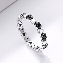 Carica l'immagine nel visualizzatore di Gallery, Anello a forma di cuore in argento Sterling 925 con zirconia cubica nera... - Ilgrandebazar
