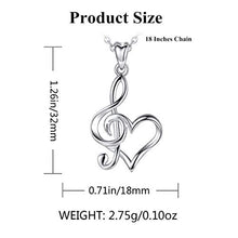 Carica l'immagine nel visualizzatore di Gallery, CELESTIA Cuore Collane Donna Argento Sterling 925, Nota Musicale Ciondolo... - Ilgrandebazar