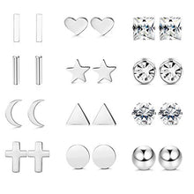 Carica l'immagine nel visualizzatore di Gallery, Sailimue12 Pairs Orecchini in Acciaio Inossidabile Set per Donna Tono Argento