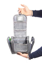 Carica l'immagine nel visualizzatore di Gallery, Borsa da bagno appendere con specchio e tasche interne - Melange Grigio - Ilgrandebazar